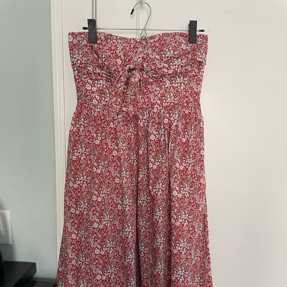 J. Crew Liberty June Meadow Red Strapless Dress Size 2